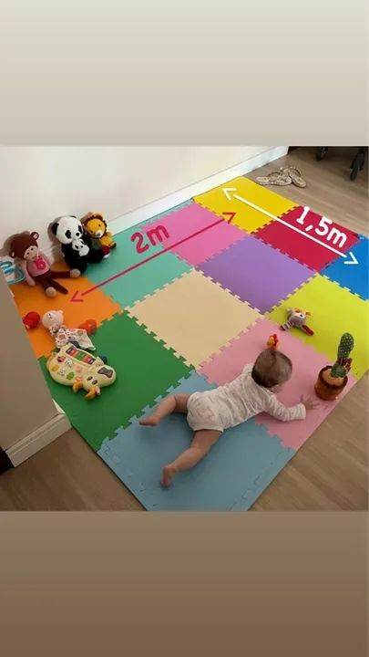 Tapete EVA para brincar - 12 peças - colorido