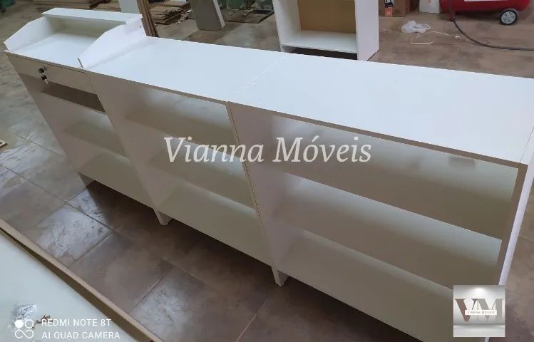 Balcão Caixa Vitrine + 2 Balcões Vitrine - MDF Branco - Foto 2