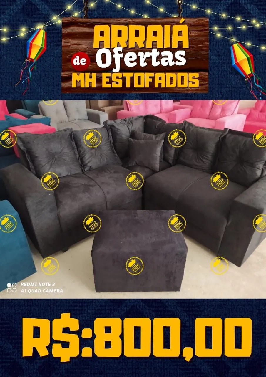 Sofá e Puff de canto com oferta imperdível!