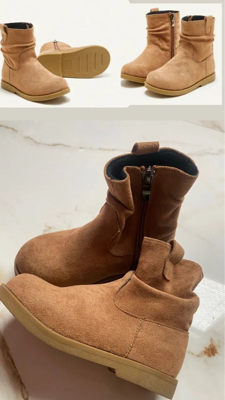 Botas de Couro Infantil - Marrom - Tamanho 25 - Foto 2