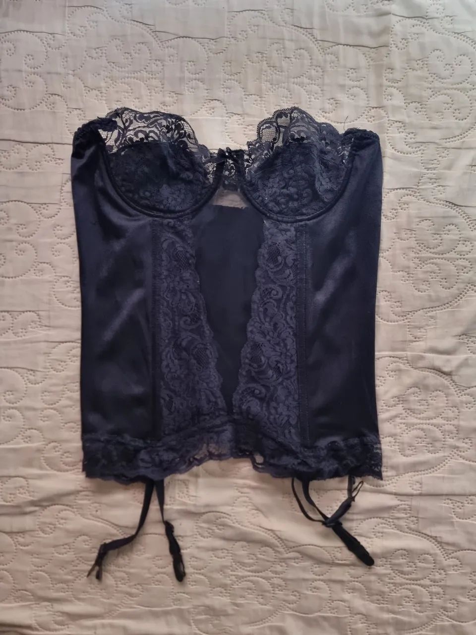 Corset de renda preto vintage C&A