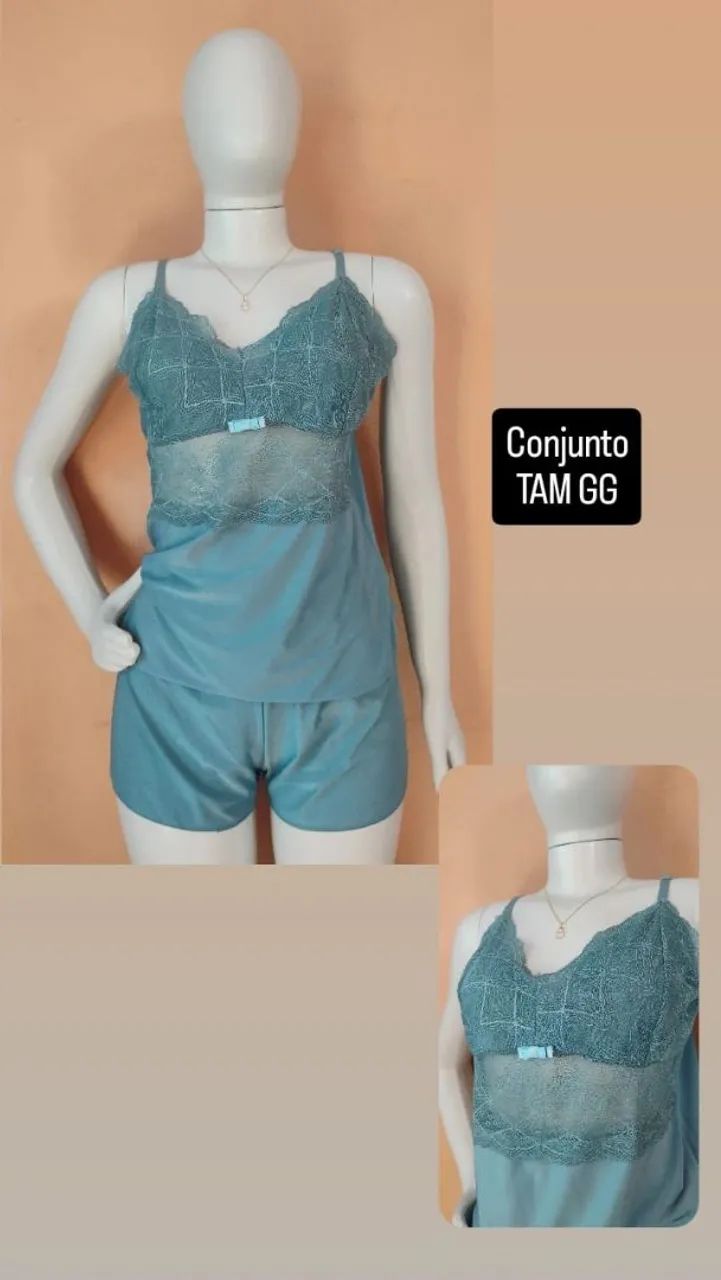 Conjunto de Lingerie Preto com Renda - Foto 2