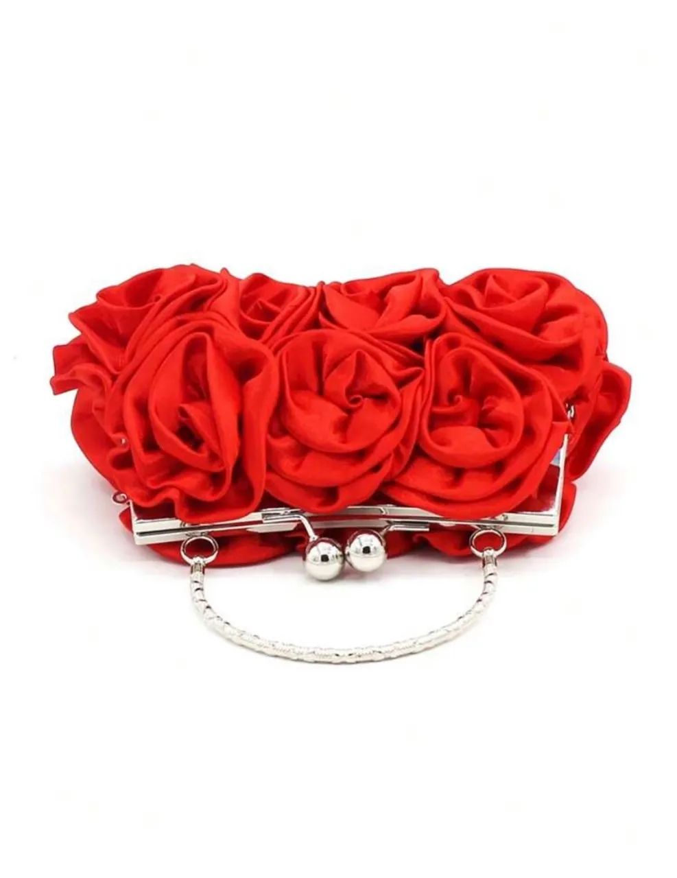 Bolsa de Mão Vermelha com Design de Rosas - Foto 4