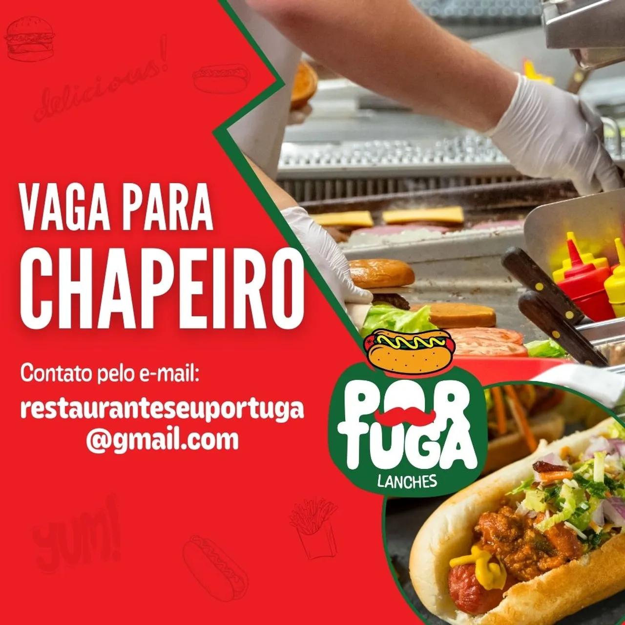 Vaga para Chapeiro! 18h às 01h.