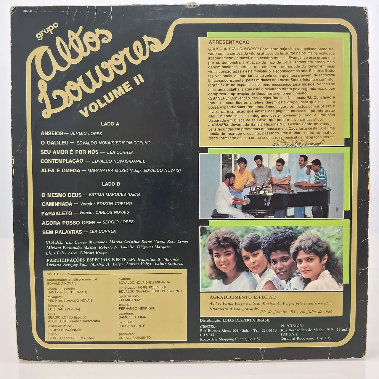 LP ALTOS LOUVORES - Anseios - 1986 | GOSPEL - Foto 2