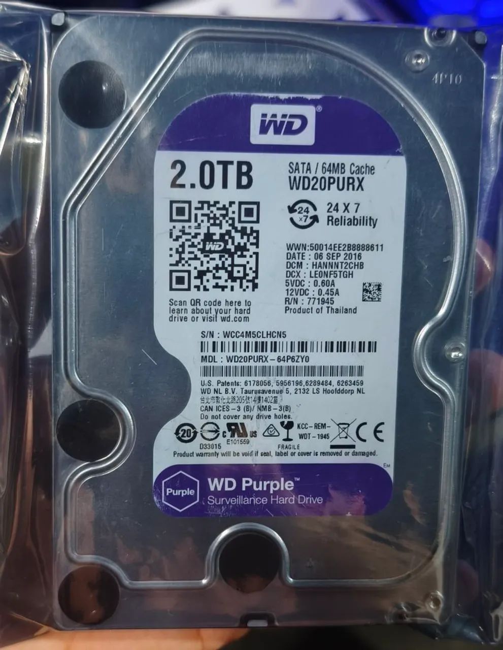 HD 2TB WD Purple - 100% Saudável - Garantia 30 dias