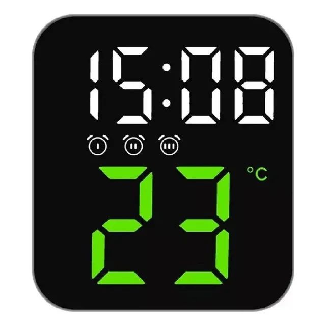 Relógio Digital Led Mesa Ou Parede Temperatura Alarme Usb -Le 2164 - Loja Coimbra Entrega - Foto 4