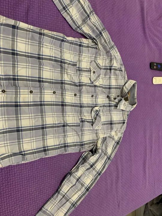 Camisa xadrez Timberland azul e branca - Foto 2