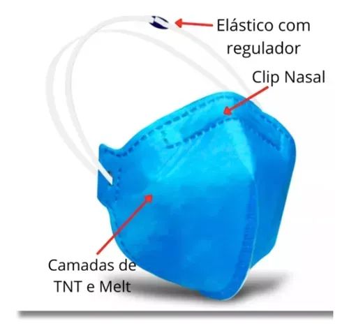 5 Máscara Descartável Pff2 Dobrável Clipe Nasal Elástico Tnt - Foto 2
