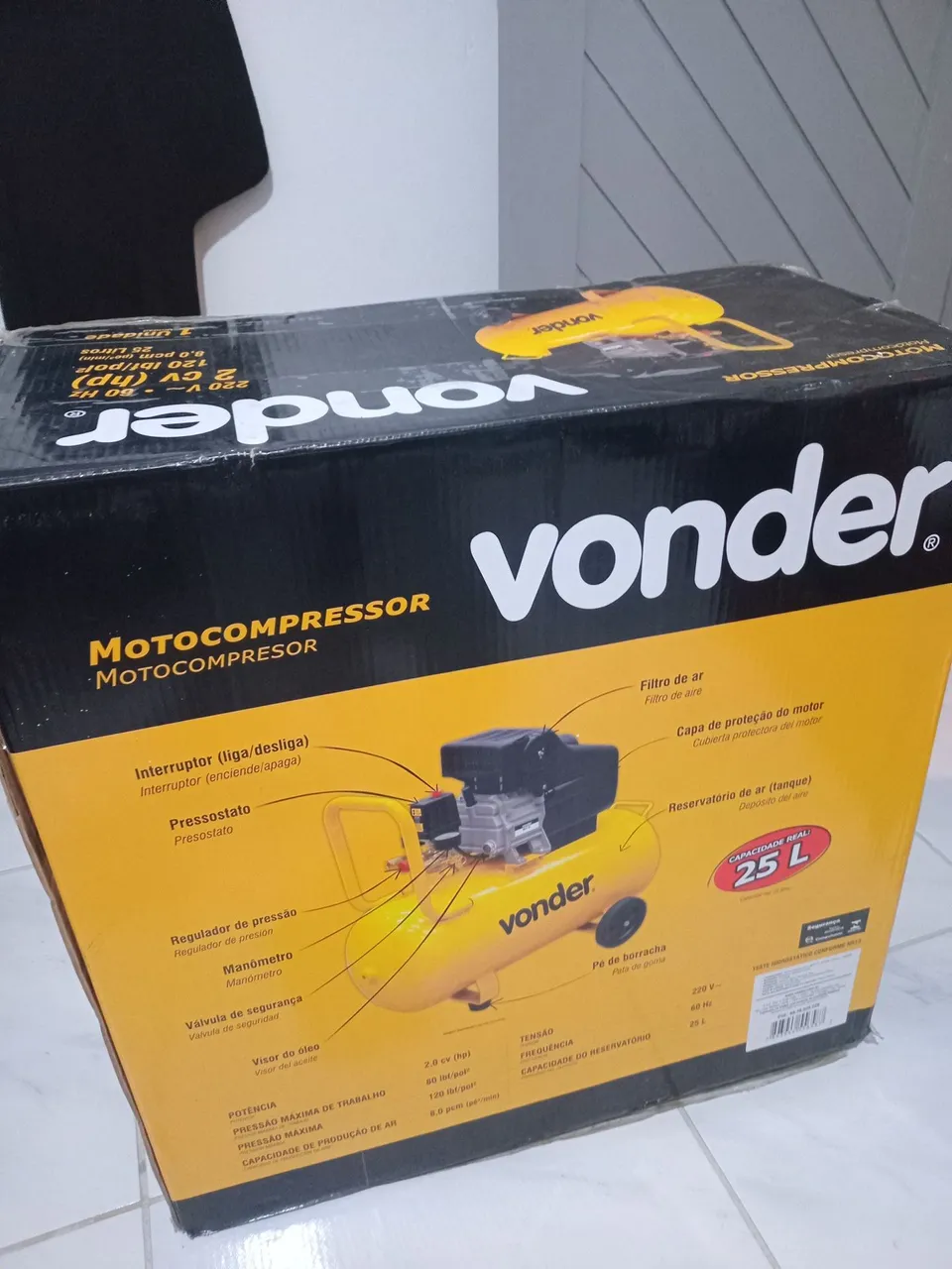 Motocompressor Vonder 25 Litros 2,0 HP