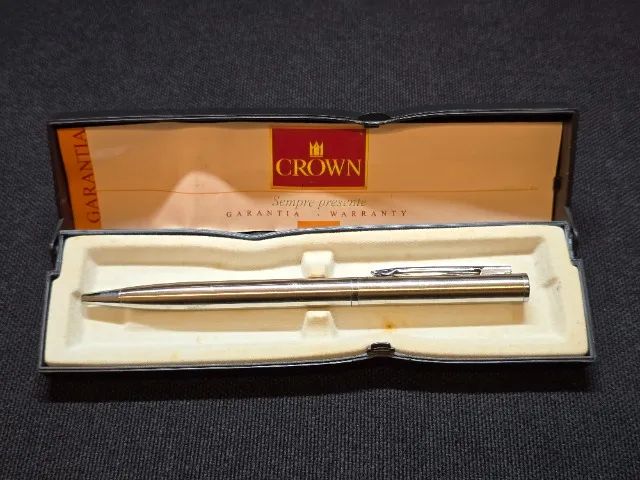 Caneta esferográfica Crown Chrome London - prata - estojo certificado garantia - YW11433S