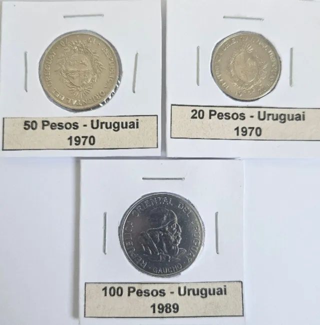 Kit Moedas Argentina - Uruguai - 1970 - 1977 - 1989. - Foto 4