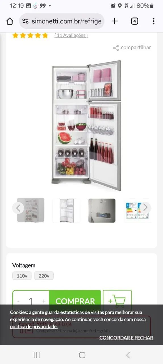 Geladeira Frost Free 2 Portas Electrolux - Nova