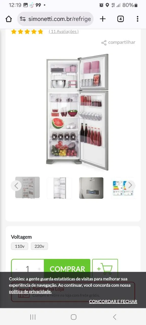 Geladeira Frost Free 2 Portas Electrolux - Nova