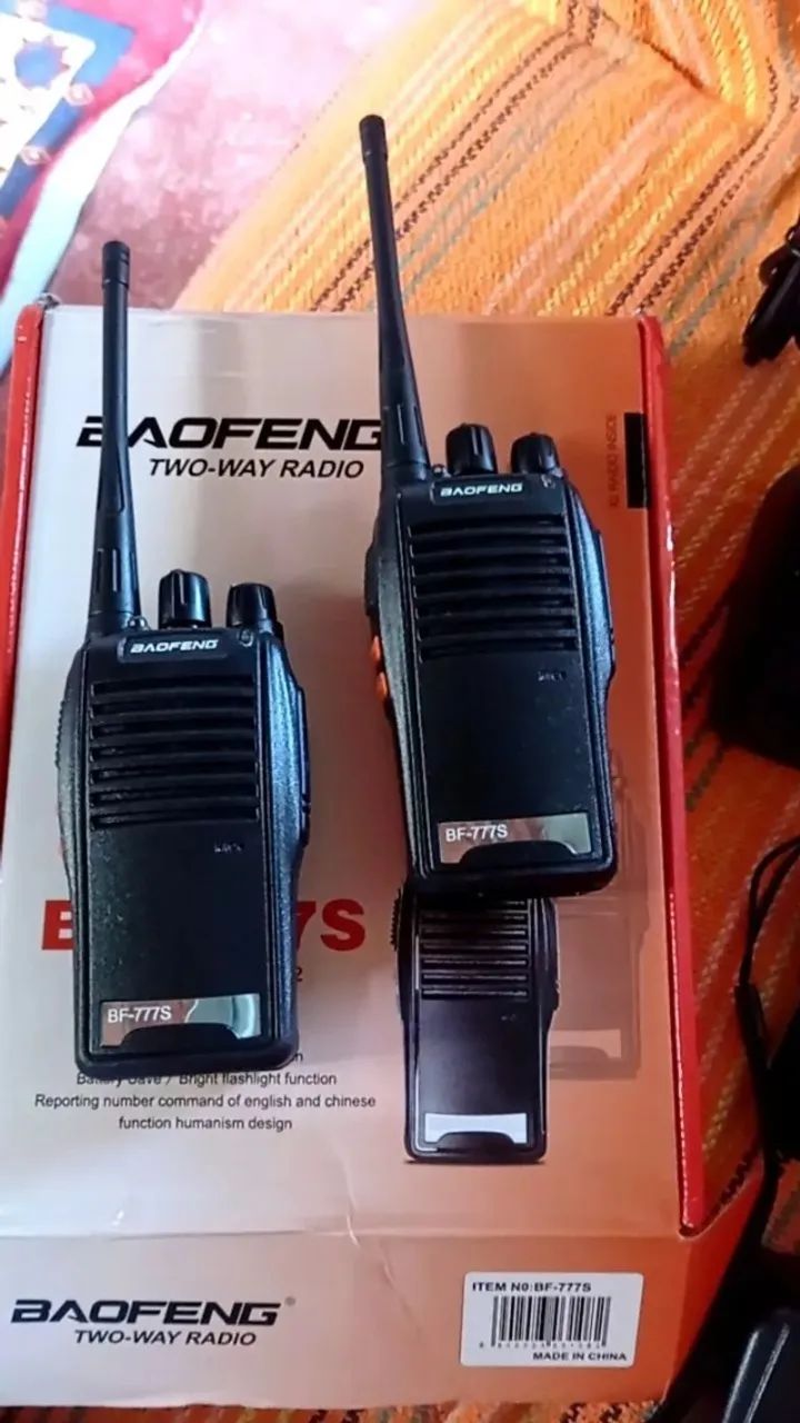 Kit 2 Rádios comunicador longo alcance 12km 16 Canais Baofeng 777S Segurança Profissional