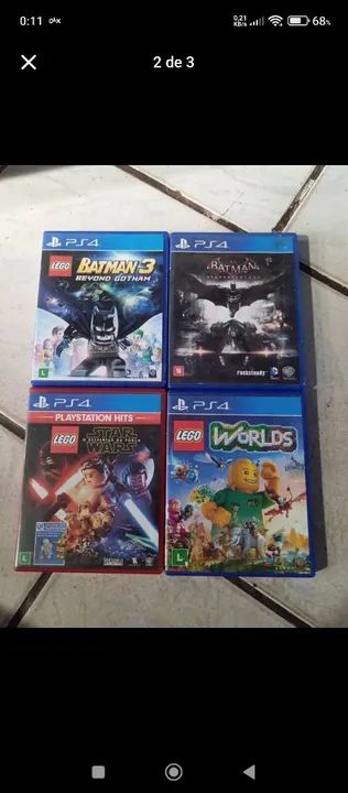 4 jogos PS4 - Batman, Star Wars, LEGO Worlds