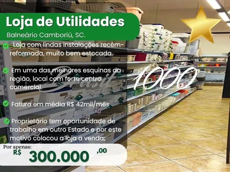 Loja de Utilidades em Balneário Camboriú, SC. (Cod. 108466)