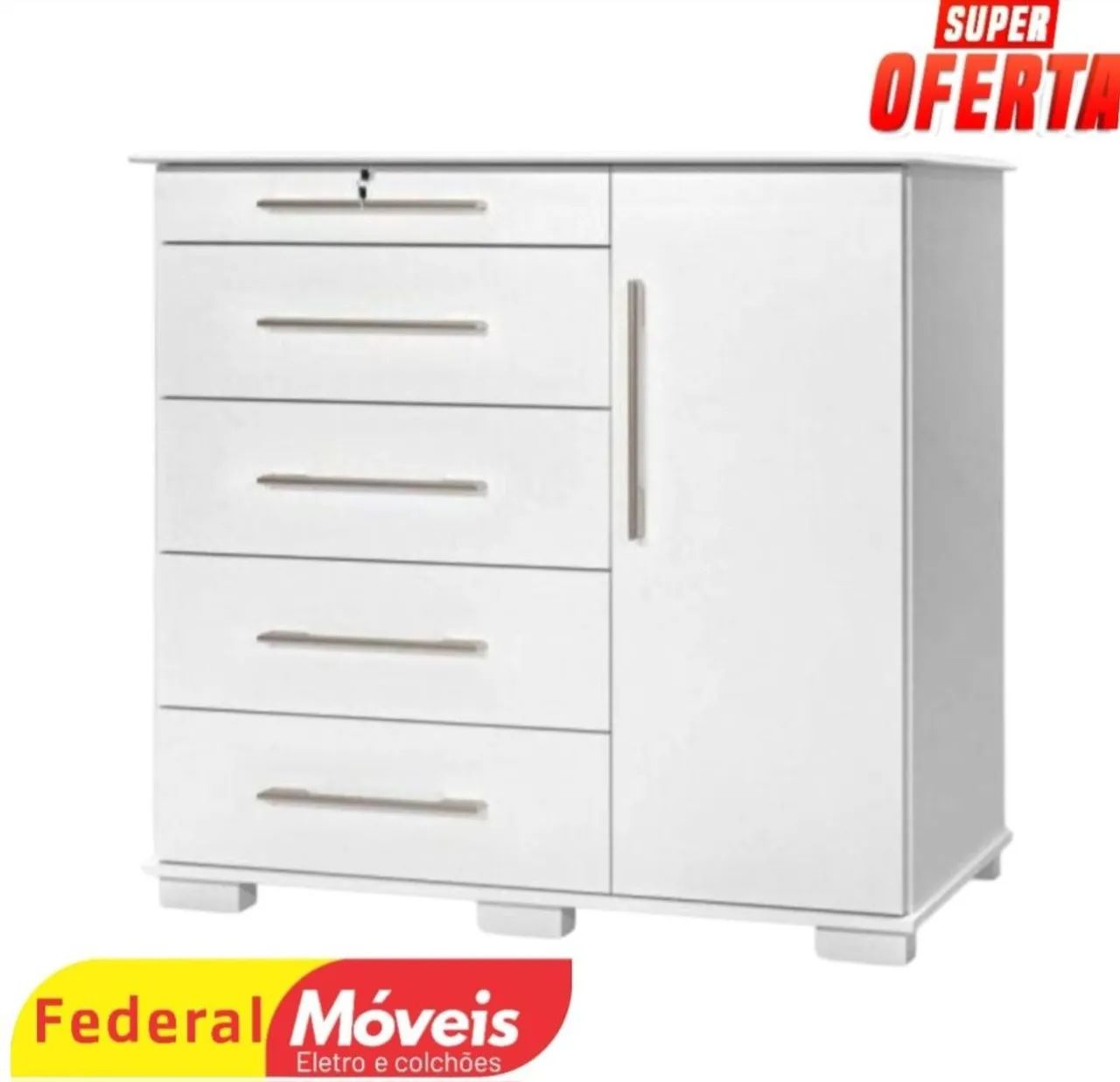 Cômoda 5 Gavetas e 1 Porta - Novo Modelo, Praticidade no Seu Dia a Dia