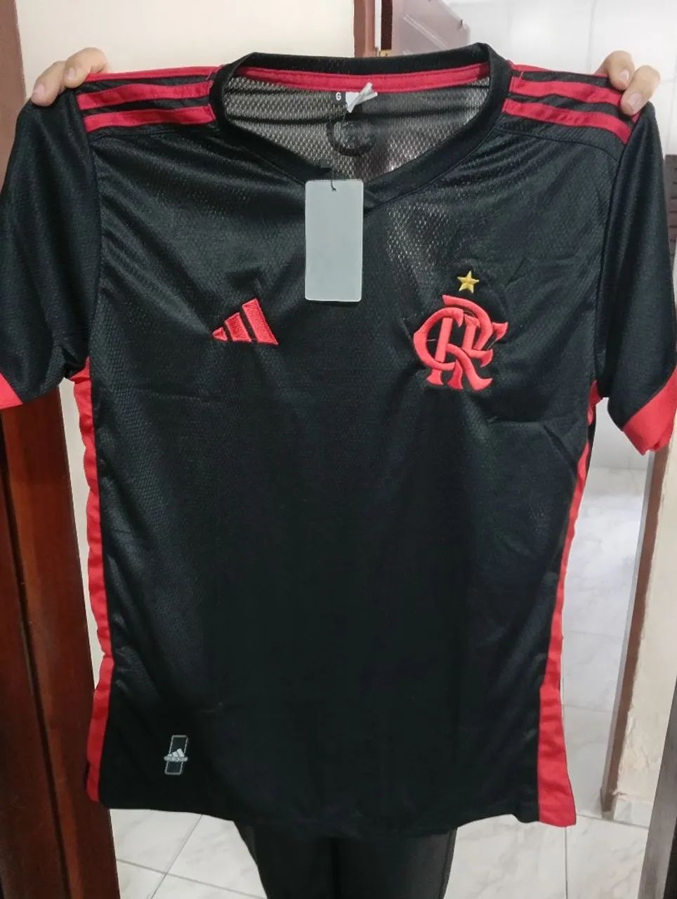 Camisa Flamengo Adidas Preta e Vermelha Nova Roupas Cristo