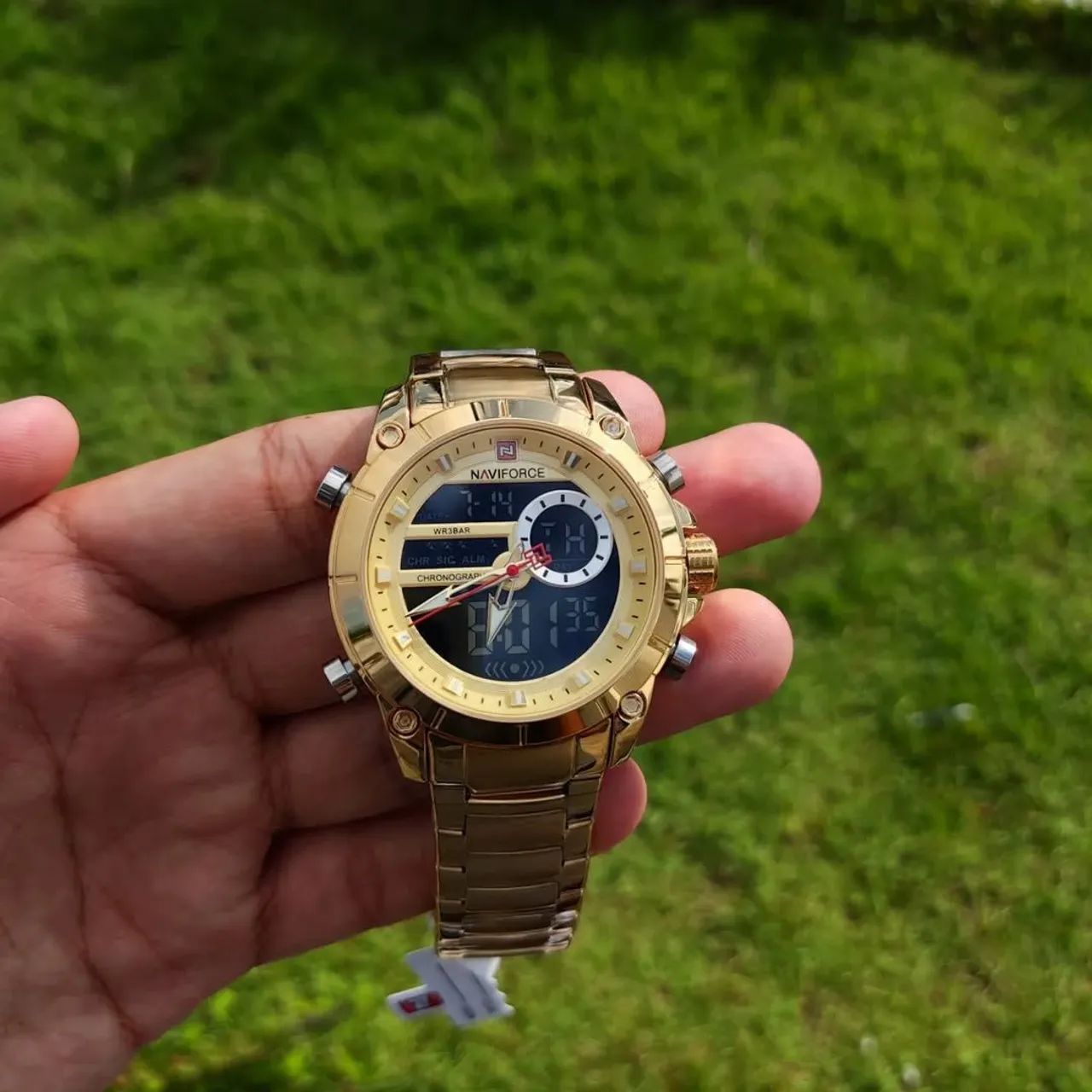 Relógio Masculino Naviforce Dourado Analógico Digital - Foto 3