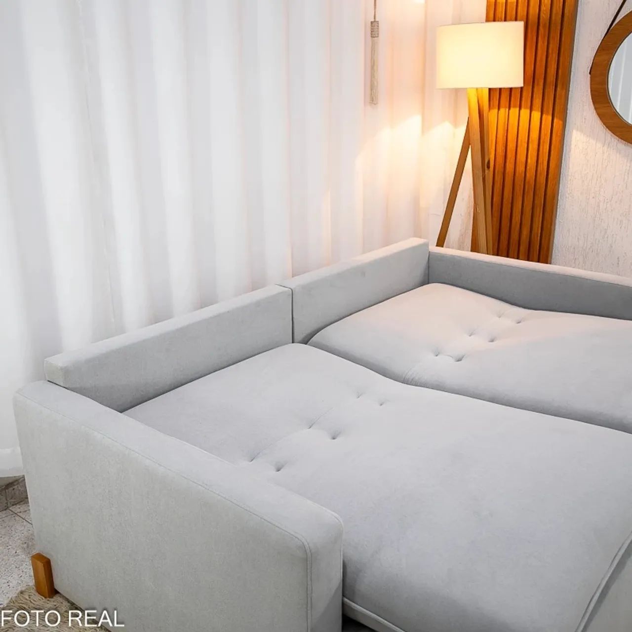 Sofá Cama Retrátil 2,00m Veludo Premium Cinza Molas Bonne rf5432 - Foto 2