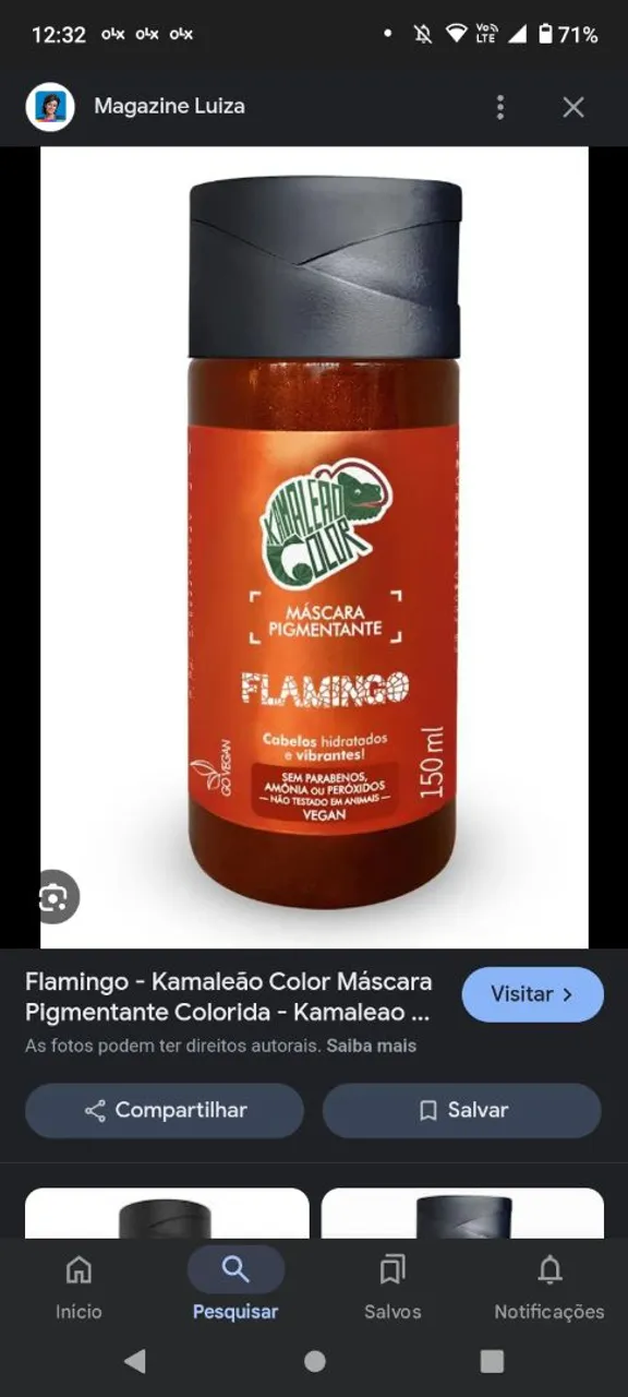 Máscara matizadora para ruivas kamaleão Color Flamingo