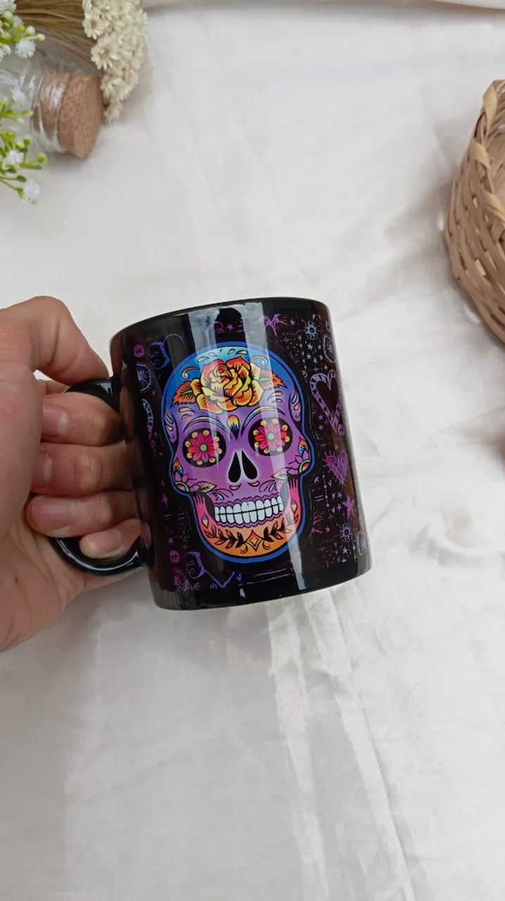 CANECA TOTAL PRETA CAVEIRA MEXICANA - PRONTA ENTREGA