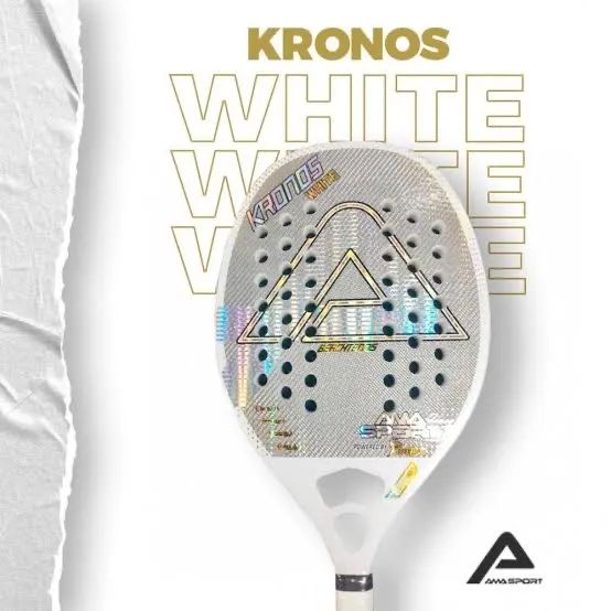 Raquete Carbono 3K AMA Sport Kronos White Beach Tennis