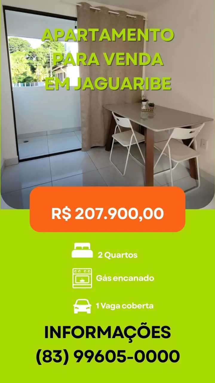 Excelente apto em Jaguaribe, 1º andar, nascente, 2 quartos, suíte, wc social e varanda, gá