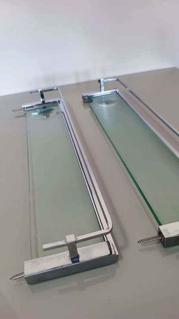 Porta Shampoo de vidro e inox