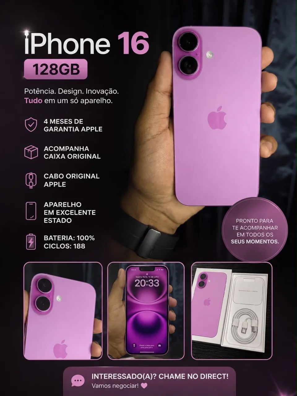 OPORTUNIDADE - IPHONE 16 128GB - Foto 2