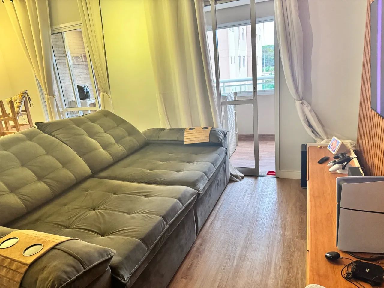 Sofá Retrátil Reclinável 2,90 m cinza chumbo  - Foto 3