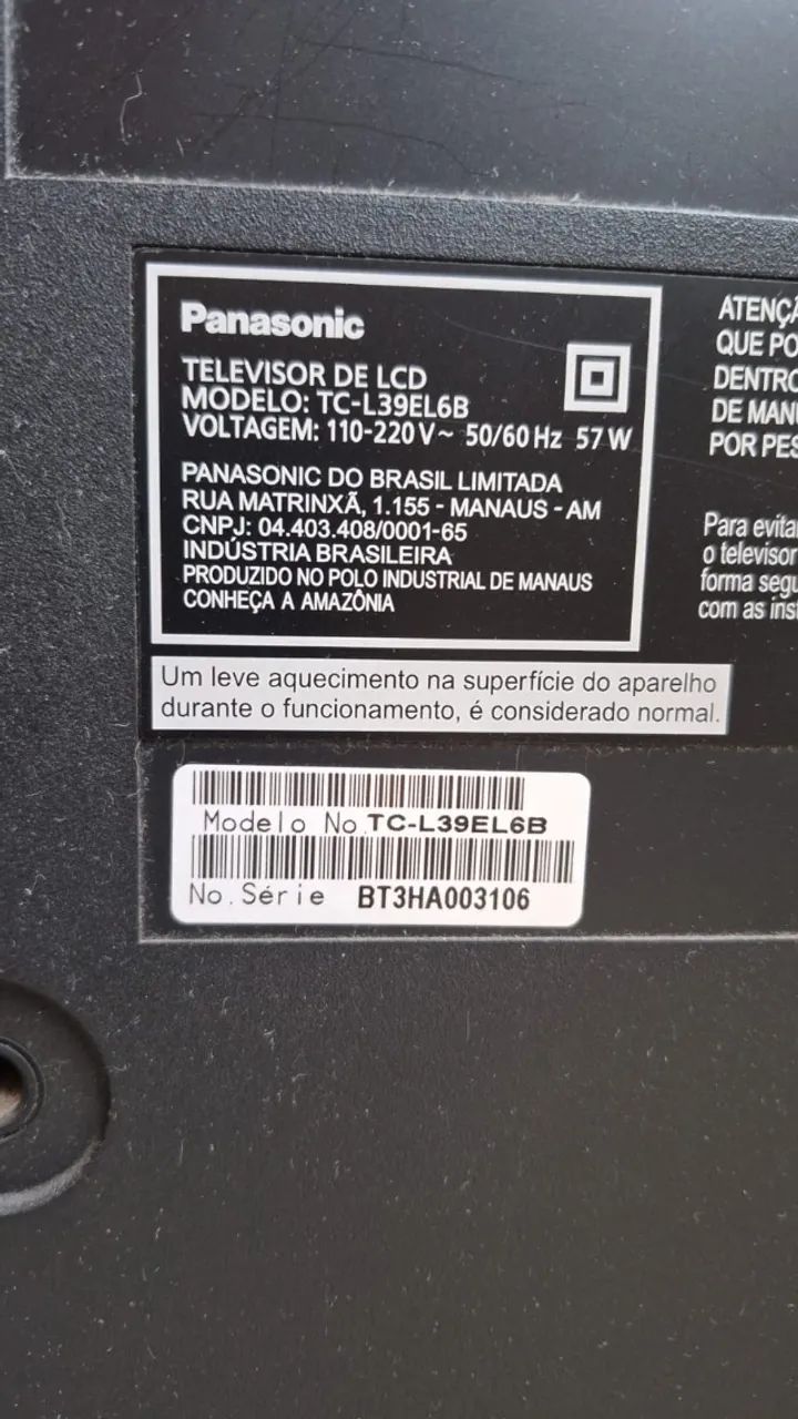  TV Panasonic 39" LED (Modelo TC-L39EL6B) - Funcionando Perfeitamente - Foto 2