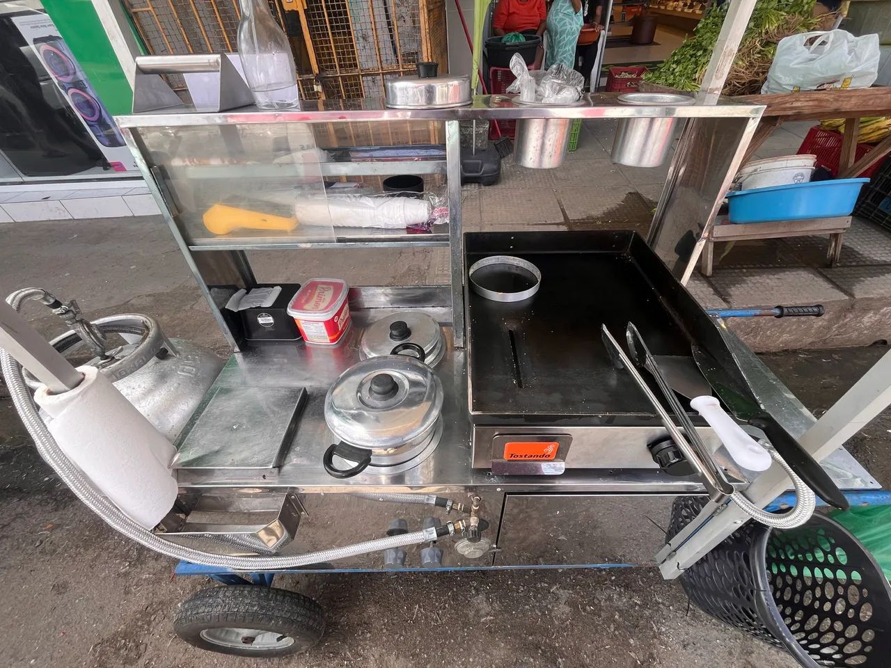 Carrinho de inox para lanches