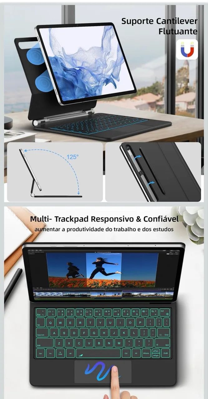 Capa teclado para tablet Samsung 