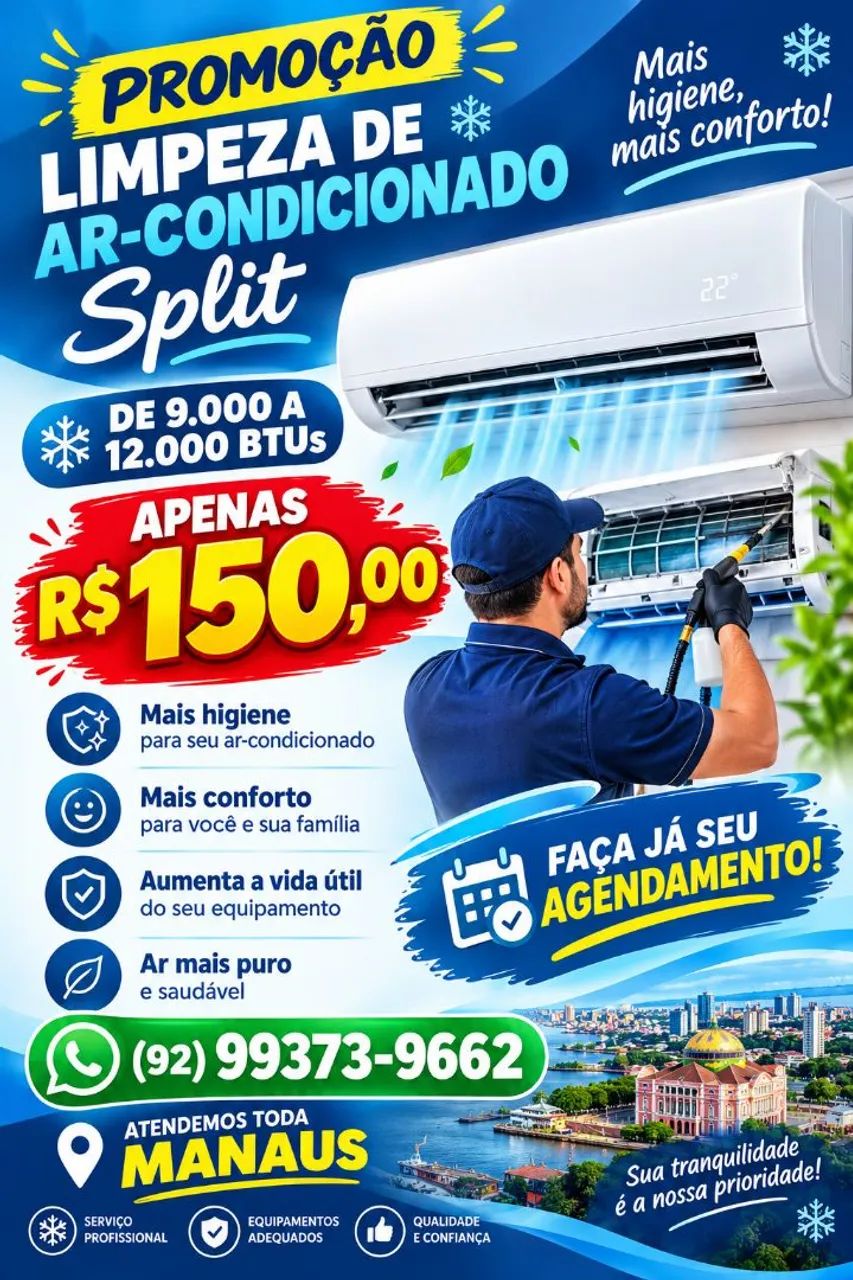 Limpeza Split de 9 a 12.000 Btu's