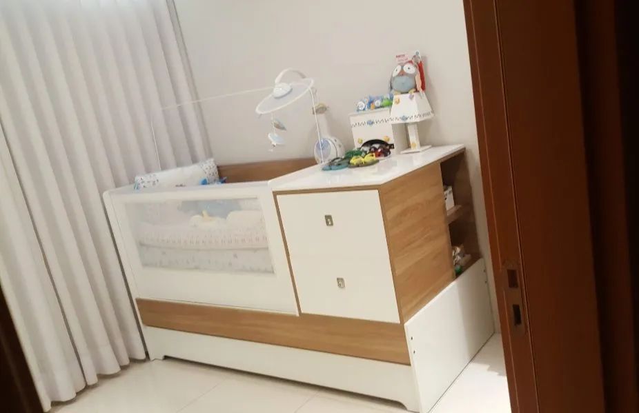 Berço Cômoda Multifuncional Com Anti Refluxo Coleção Sol e Mar