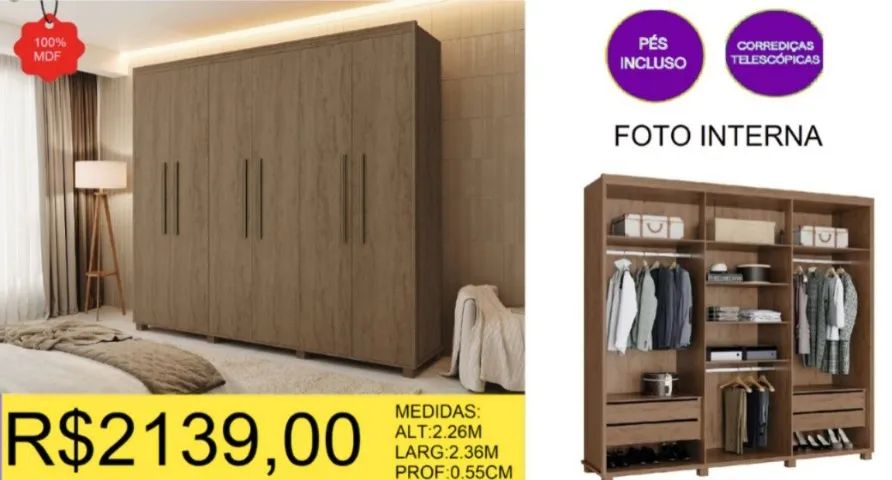 ROUPEIRO CASAL 100% MDF A PRONTA-ENTREGA  - Foto 3