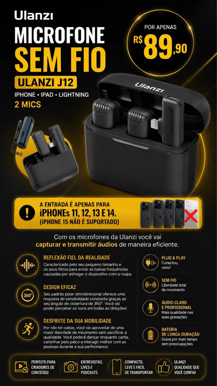 Microfone sem fio Ulanzi J12