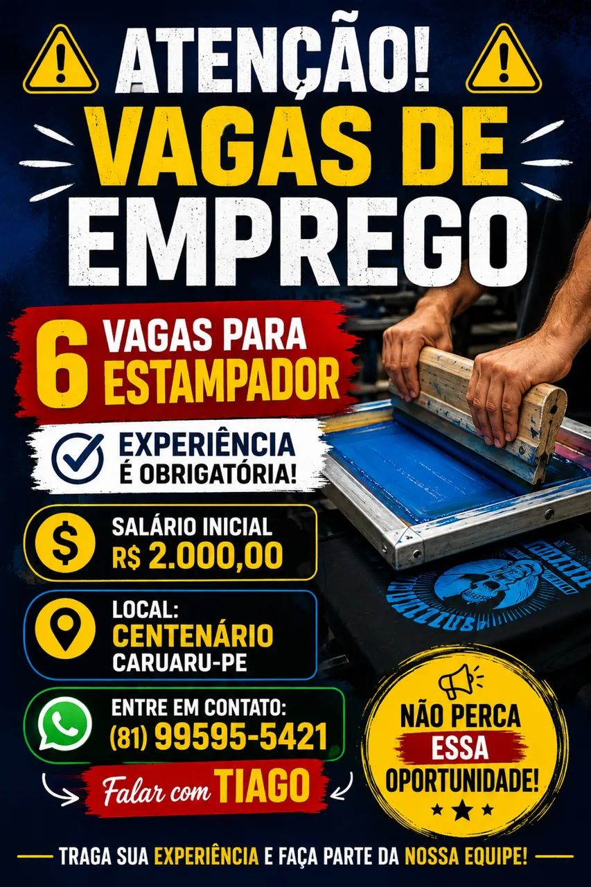 Precisamos de estampador com experiência 