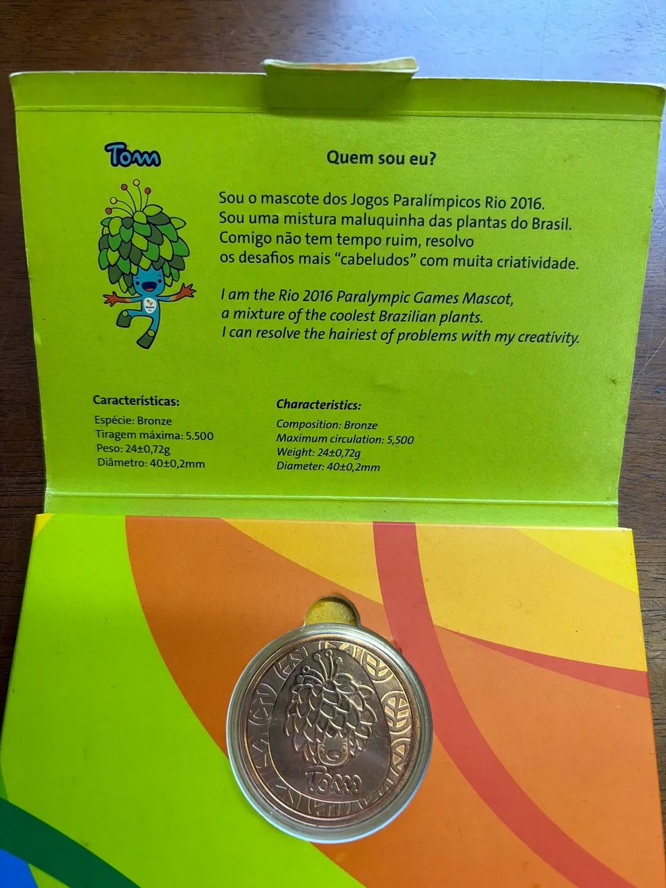 Medalha Mascote Tom Paraolimpíadas 2016 - Foto 4