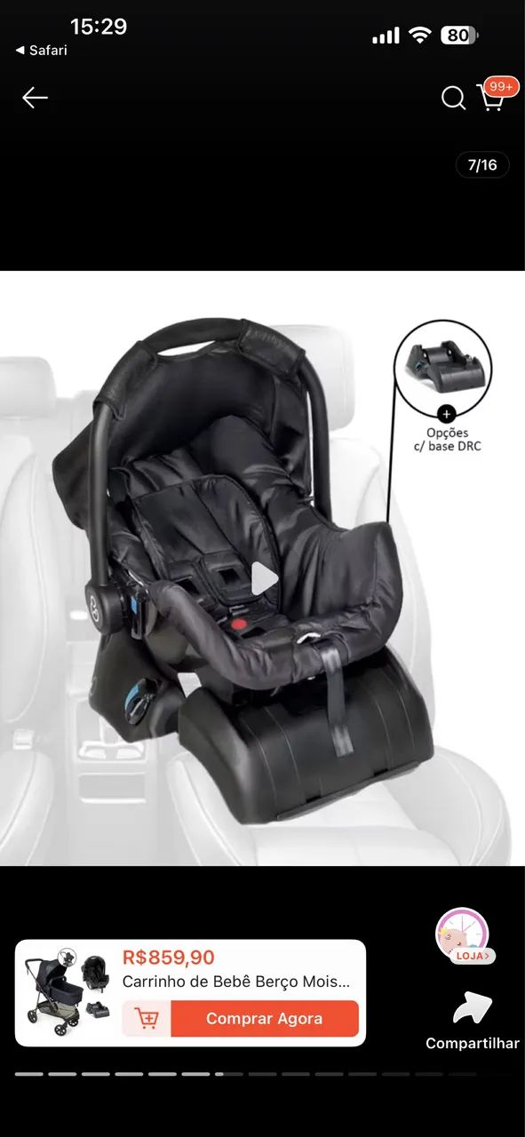 Bebê conforto + base isofix + redutor 