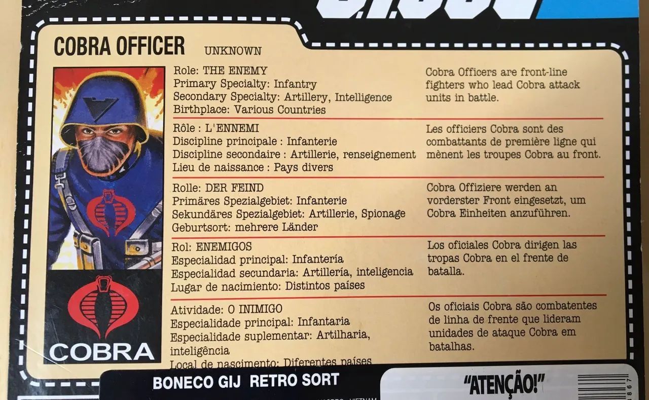 Cobra Officer - GI JOE - 3:75 (OBS: Blister Aberto) - Foto 2