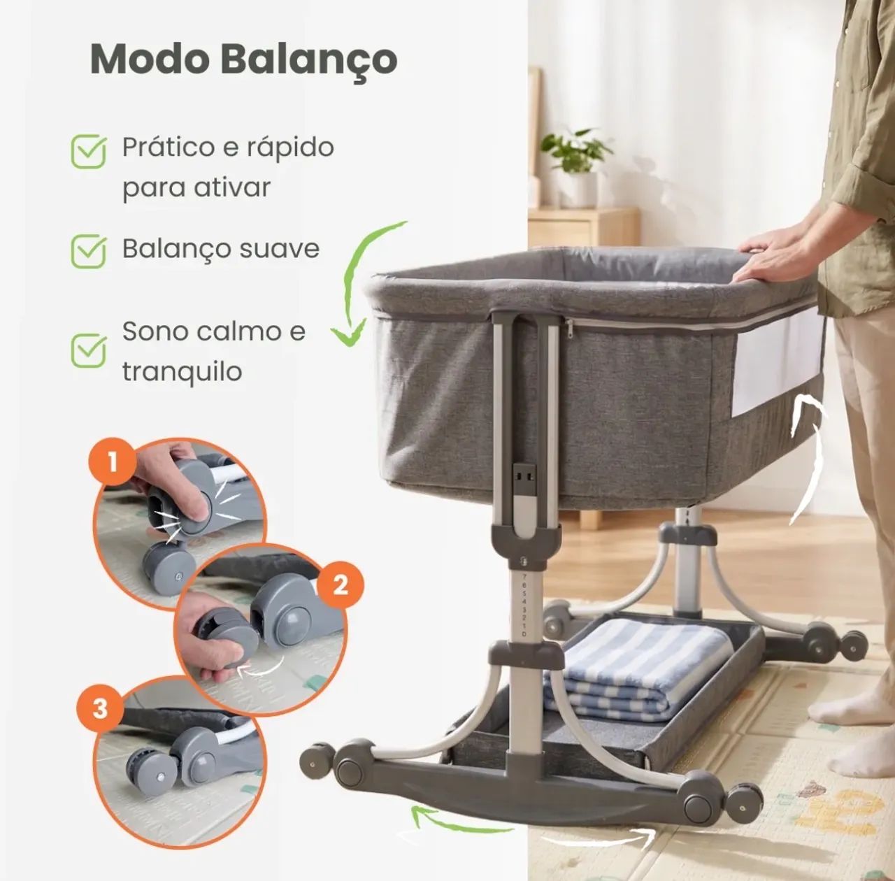 Berço Portatil Moises Balanço Mosquiteiro - Foto 4
