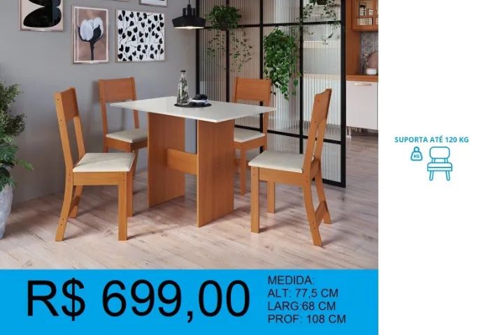 Mesa com 4 cadeiras de otima qualidade - compre hoje e receba em até 72h - Foto 2