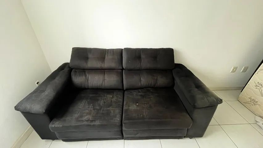 Sofá Retrátil 2 Lugares Preto