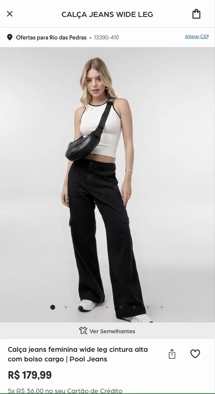 Calça wide leg preta - Foto 4