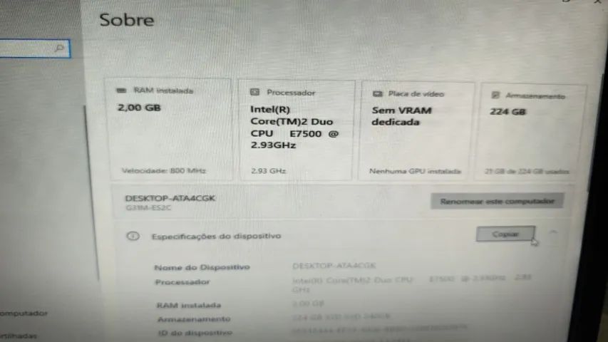 CPU Intel Core 2 Duo, 2gb ram, SSD, Funcionando - Foto 4