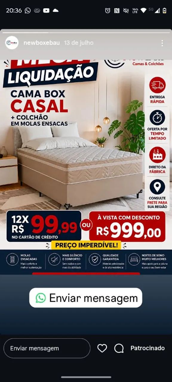 Cama casal super oferta 