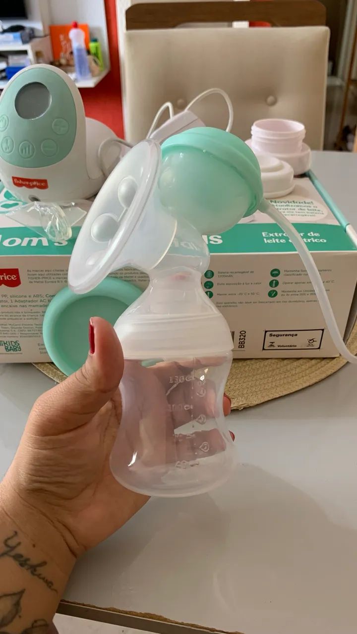 Bomba Extratora de Leite Fisher-Price + Bomba Hands Free + Brinde - Foto 6